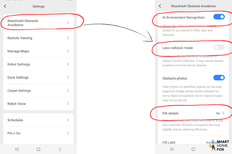 The sensitivity of the object detection can be adjusted in 3 levels in the Roborock App.
